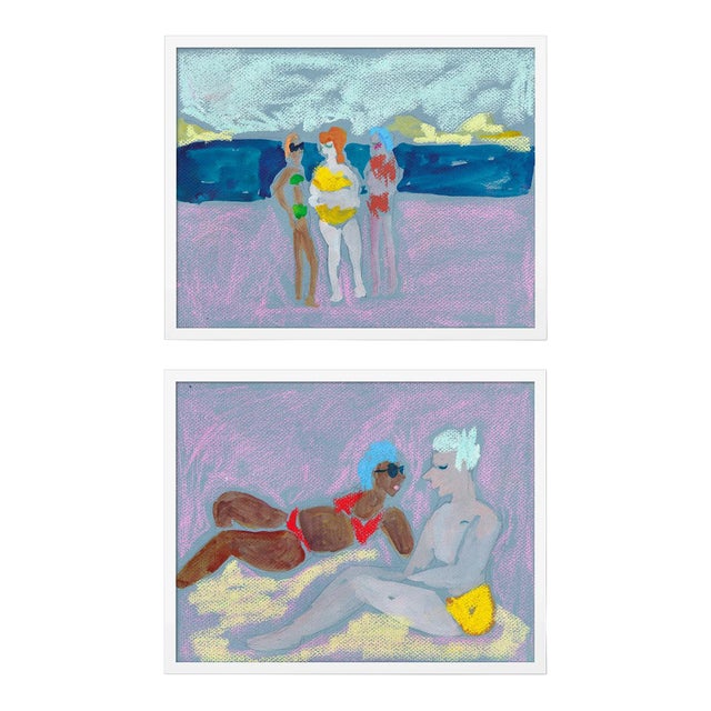Ipanema Diptych by Happy Menocal in White Frame, XS Art Prints, Set of 2 For Sale