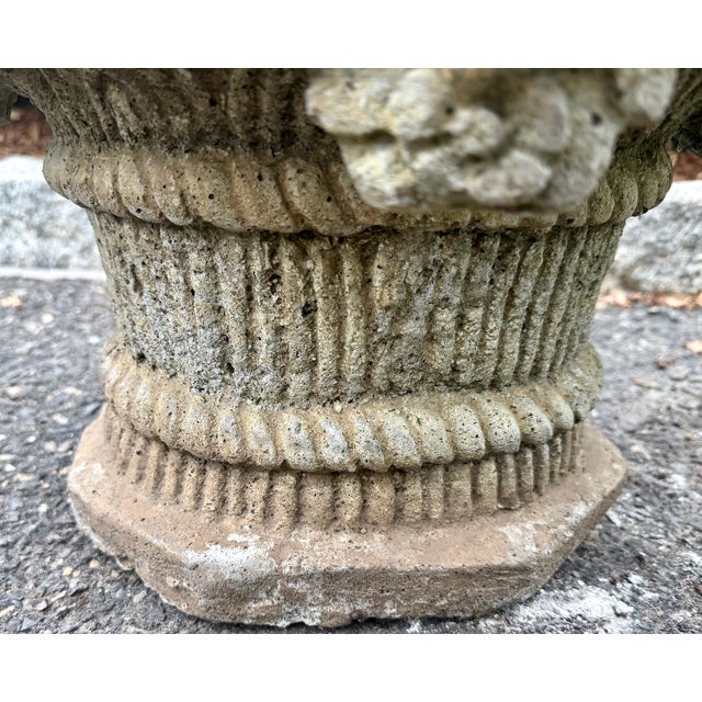 Cast Stone Flower Basket Garden Ornament Sculpture Mid 20th Century For Sale - Image 14 of 18