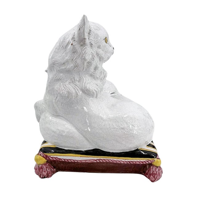 Mid 20th Century Mid-Century Italian Ceramic Cats on Cushion by Ceccarelli Sculpture For Sale In Tampa - Image 6 of 10