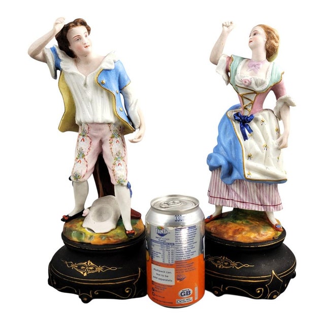 French Romantic Porcelain Figures by Letu & Mauger, Paris, 1860s, Set of 2 For Sale - Image 12 of 13