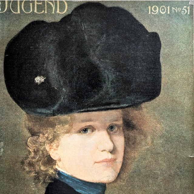 An original 1901 Jugend magazine cover (No. 51) featuring a striking portrait by renowned German painter and illustrator...