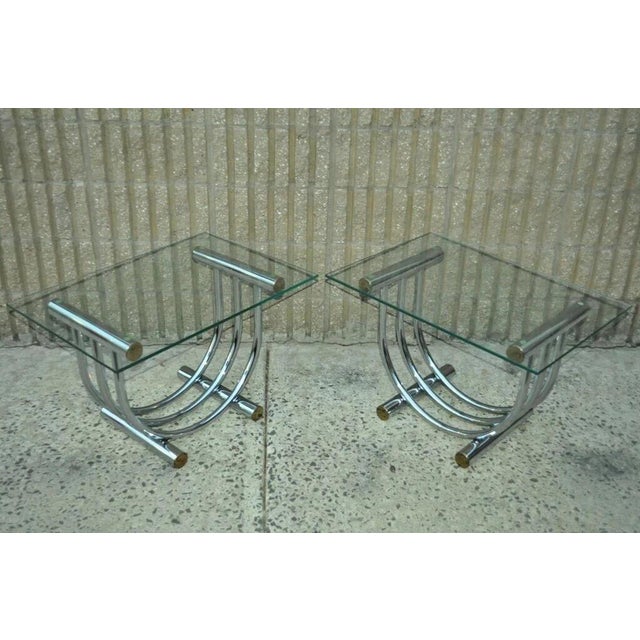 Vintage Mid Century Modern Romeo Rega Style Chrome Arch Side End Tables - A Pair For Sale - Image 4 of 12