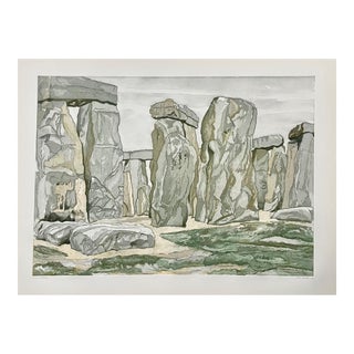 Philip Pearlstein, Large American Modern Stonehenge Landscape Aquatint Etching Philip Pearlstein, 1979 For Sale