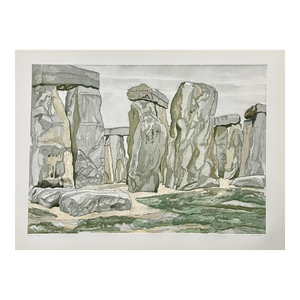 Philip Pearlstein, Large American Modern Stonehenge Landscape Aquatint Etching Philip Pearlstein, 1979