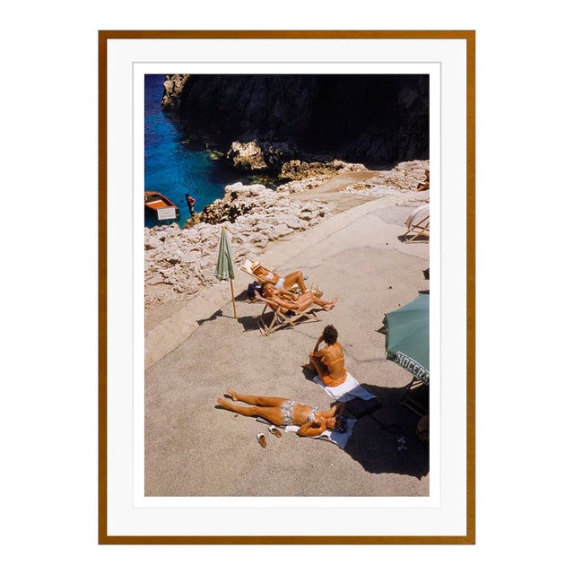 Toni Frissell 'Capri Sun Loungers' Archival Pigment Print Framed in Brown For Sale