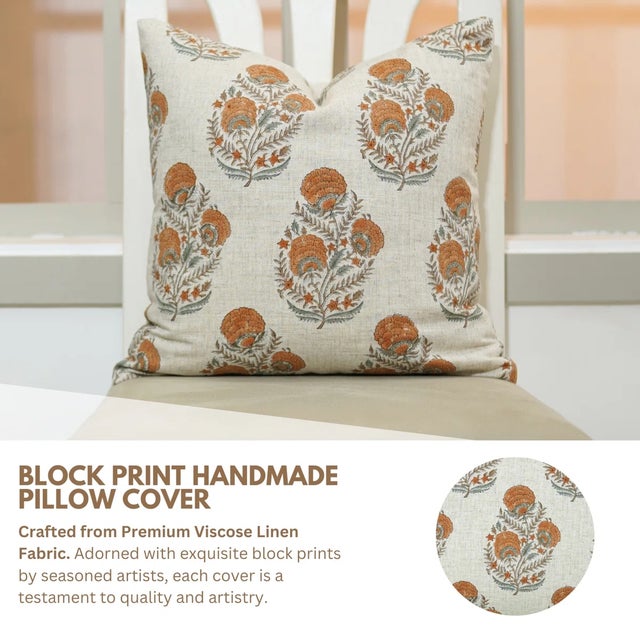 The Mohini cushion cover enchants with its graceful hand block print, inspired by timeless Indian motifs. Crafted on a...