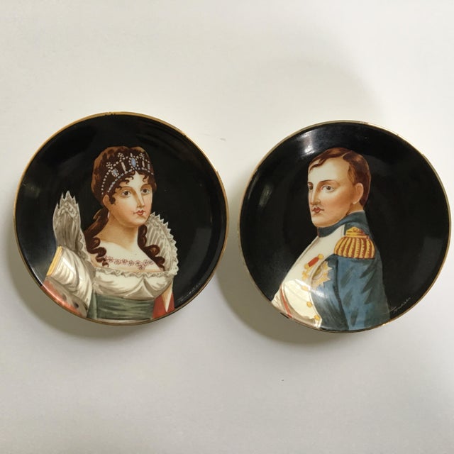 pix Ginori Italy Hand Painted Plate vintage richard ginori italian hand painted signed porcelain portrait plates of napoleon and josephine a pair