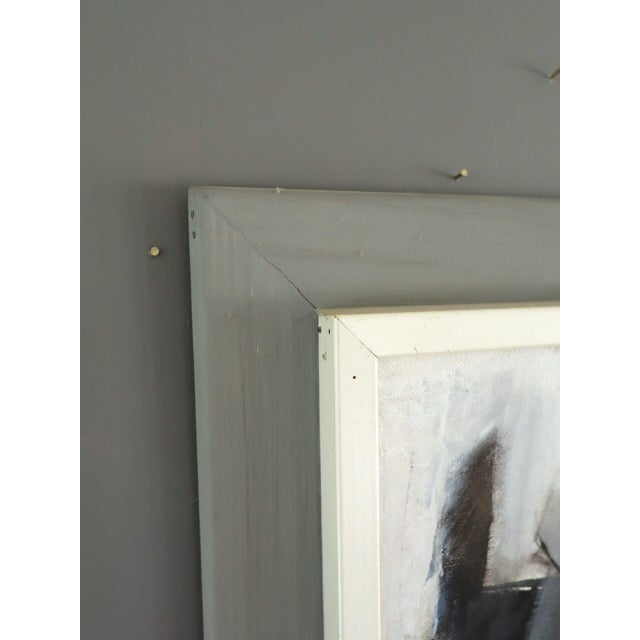 Paint Mid-Century Modern 'The Waiting Place' Vintage Swedish Original Abstract Figurative Oil Painting, Framed For Sale - Image 7 of 12