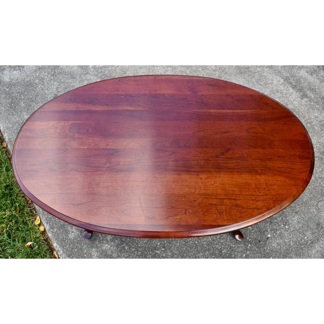 Pennsylvania House Solid Cherry Coffee Table Queen Anne Oval Vintage Cocktail For Sale - Image 13 of 15