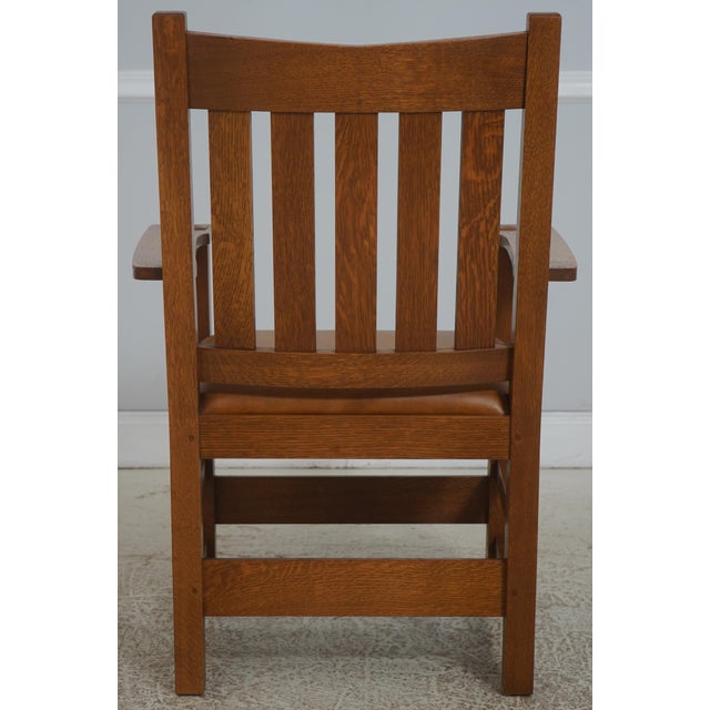 Stickley Set of 6 Stickley Mission Oak Arts & Crafts Dining Chairs For Sale - Image 4 of 18
