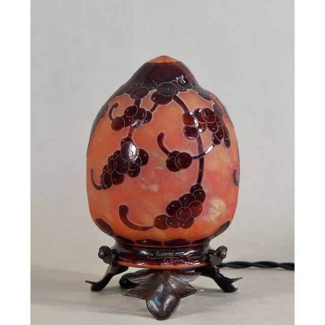 French Art Deco Night Lamp by Schneider Le Verre Francais - Cameo Glass 1925 France For Sale - Image 12 of 15