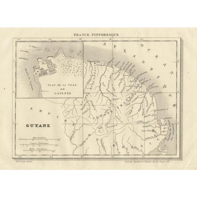 French Guiana and Cayenne Map For Sale - Image 6 of 8