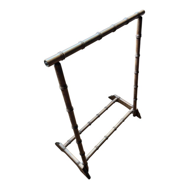 Vintage Faux Bamboo Wood Blanket Rack / Quilt Stand – Hollywood Regency Coastal Style For Sale