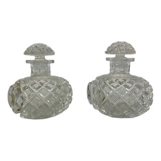 Napoleon III Crystal Perfume Bottles with Enameled Roses Decor from Baccarat, Set of 2 For Sale