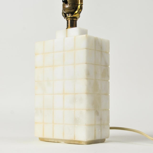 Early 20th Century Solid Carved Marble Art Deco Style Geometric Table Lamp For Sale - Image 12 of 14