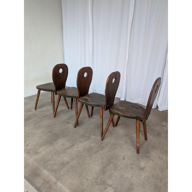 Vintage Brutalist Rustic Farmhouse Dining Chair, 1970s, Set of 4 For Sale - Image 6 of 18