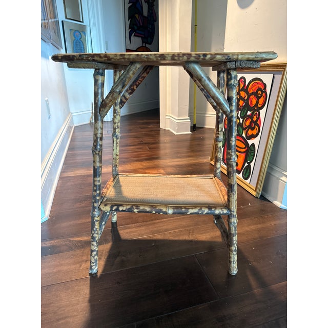 French Antique French Tortoise Wood and Grasscloth Occasional Table For Sale - Image 3 of 7