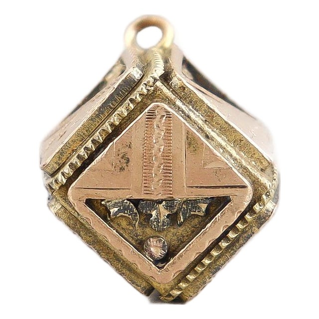 Antique Victorian / Aesthetic Movement Gold-Filled Bracelet Charm or Watch Fob For Sale