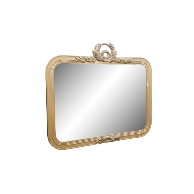 French Antique French Louis XVI Neoclassical Laurel Wreath Gold Gesso Mirror 29" For Sale - Image 3 of 11