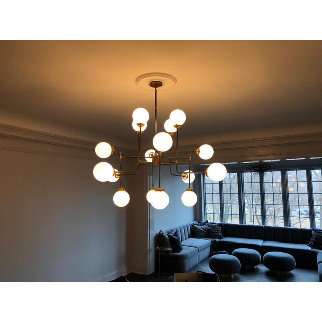 Restoration Hardware Bistro Globe Milk Glass 16Light Chandelier Chairish
