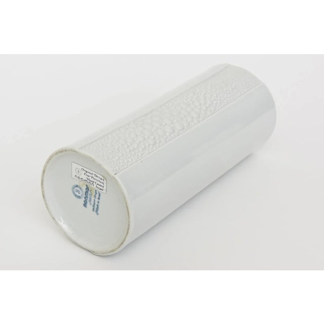 Vintage Signed White Ceramic Vase With Textural Pebbled Design For Sale - Image 10 of 11