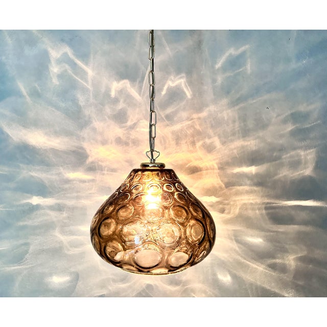 Vintage Smoked Pendant Light from Glashütte Limburg, 1970s For Sale - Image 6 of 12