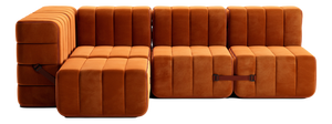 Curt Modular Set - Flexible Small Corner Sofa - Barcelona - Russet - V3347/17 (Red) by Ambivalenz, Set of 9