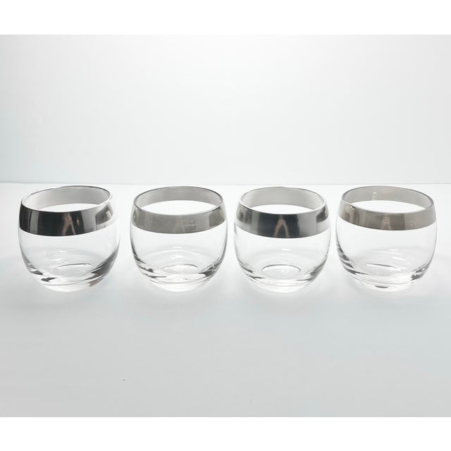 Mid-Century Modern 1950s Mid-Century Modern Dorthy Thorpe Silver Band Roly Poly Cocktail Glasses - Set of 4 For Sale - Image 3 of 6