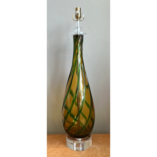 Vintage Murano Swirled Glass Table Lamp For Sale - Image 11 of 12