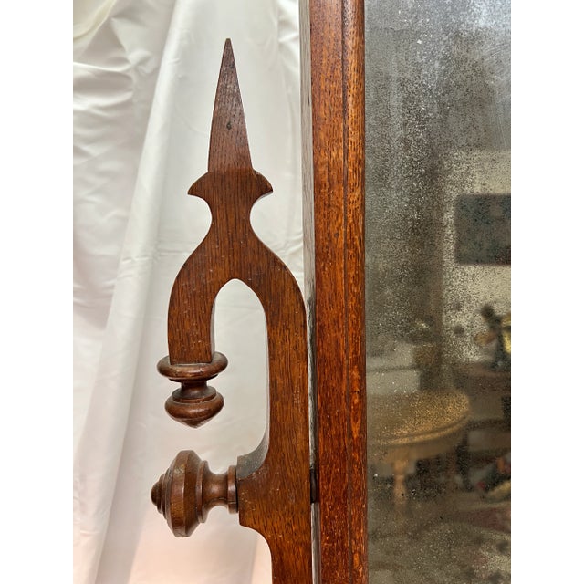 Brown English Oak Floor Standing Dressing Mirror For Sale - Image 8 of 9