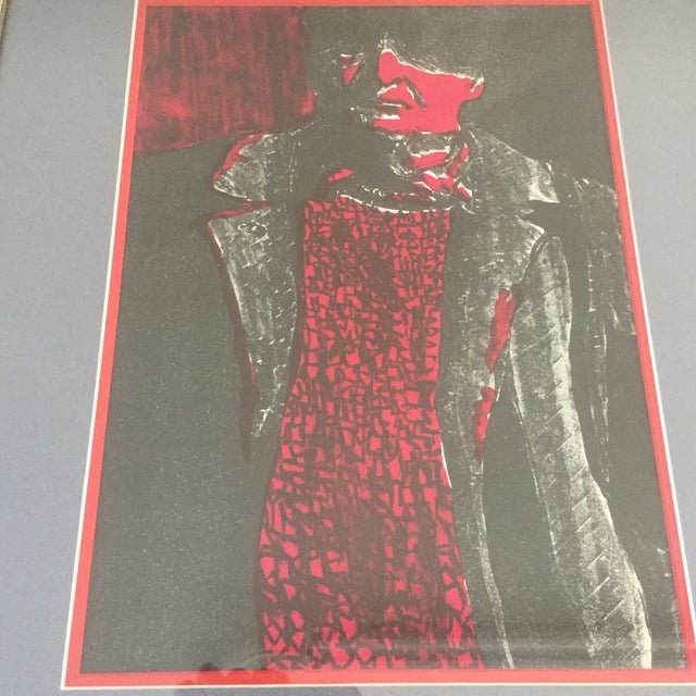 Original Litho on paper Unsigned double matted with silver frame 10 x14 overall size with frame is 17.25 x 21.25