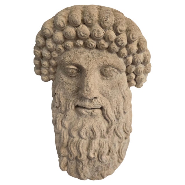 Greek God Face in Terracotta, 1950s For Sale