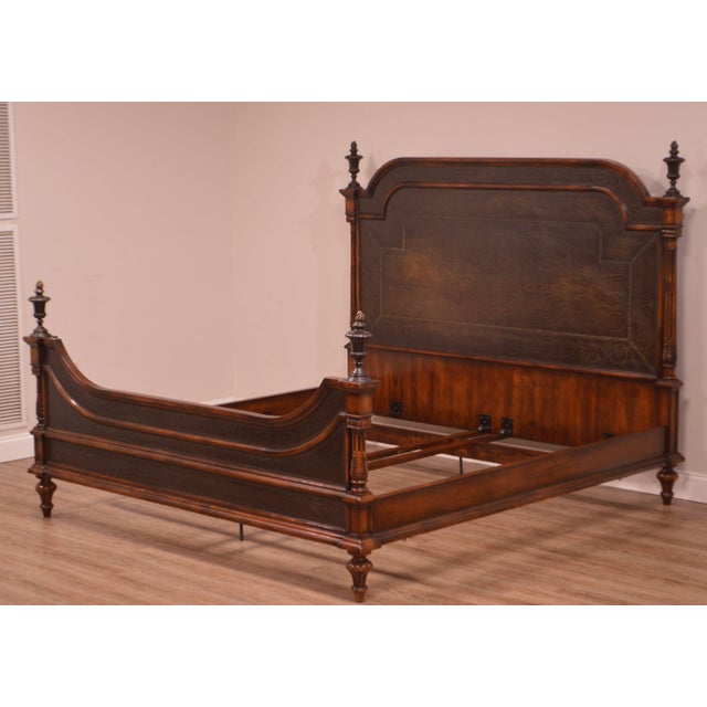 Theodore Alexander Armoury Collection Engraved Brass Paneled King Bed Chairish