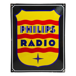 Enamel Philips Radio Advertising Sign, 1930s For Sale