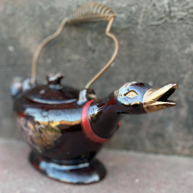 Antique Japanese Redware Goose Teapot With Brass Wire Handle For Sale In Baltimore - Image 6 of 12
