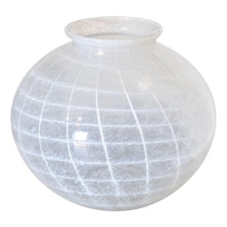 Italian White Murano Glass Vase in the style of Tobia Scarpa for Venini, 1950s For Sale