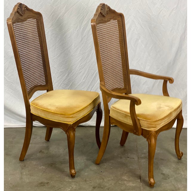 Vintage Stanley Furniture Woven Birdseye Provincial Dining Chairs Set