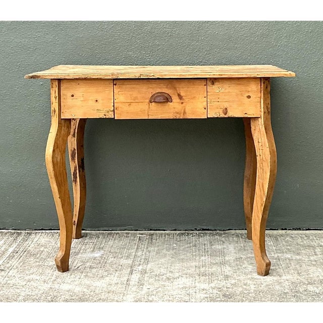 Vintage Rustic Wood Writing Desk For Sale In West Palm - Image 6 of 12