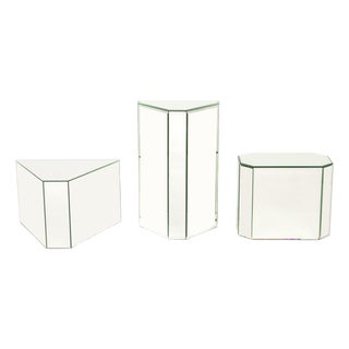 Modern Mirrored Pedestal Tables, 3 For Sale