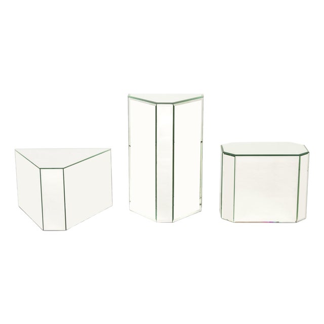 Modern Mirrored Pedestal Tables, 3 For Sale
