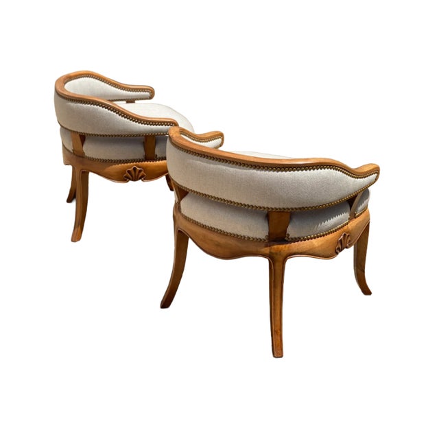 Wood Mid 20th Century Vintage Walnut Slipper Chairs - a Pair For Sale - Image 7 of 8