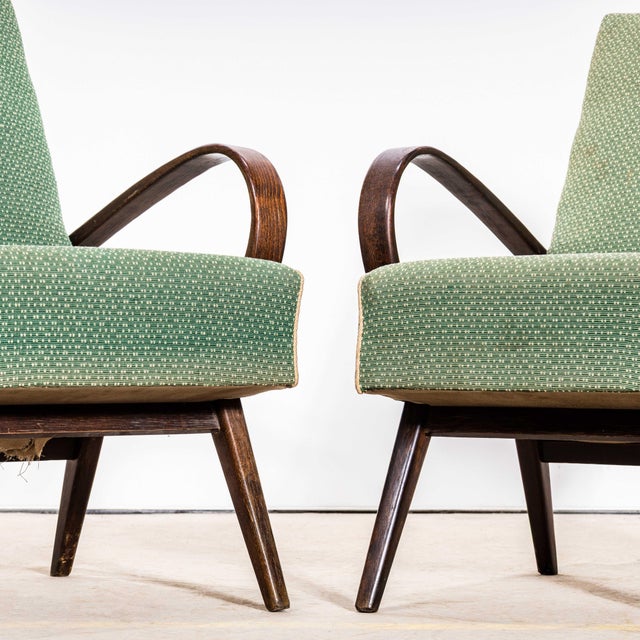 1950s Sprung Seat Armchairs in Geometric Jacquard Fabric from Jaroslav Šmídek, 1950s For Sale - Image 5 of 11