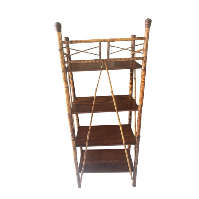 English Antique English British Colonial Tortoise Bamboo Etagere For Sale - Image 3 of 4