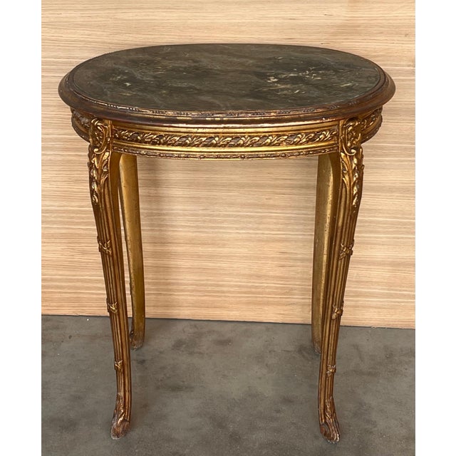 Early 20th Century French Louis XVI Style Gilded Oval Console Table with Four Legs For Sale - Image 17 of 18