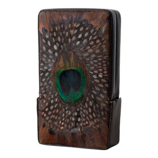 Peacock Feather Cigarette / Card Case For Sale
