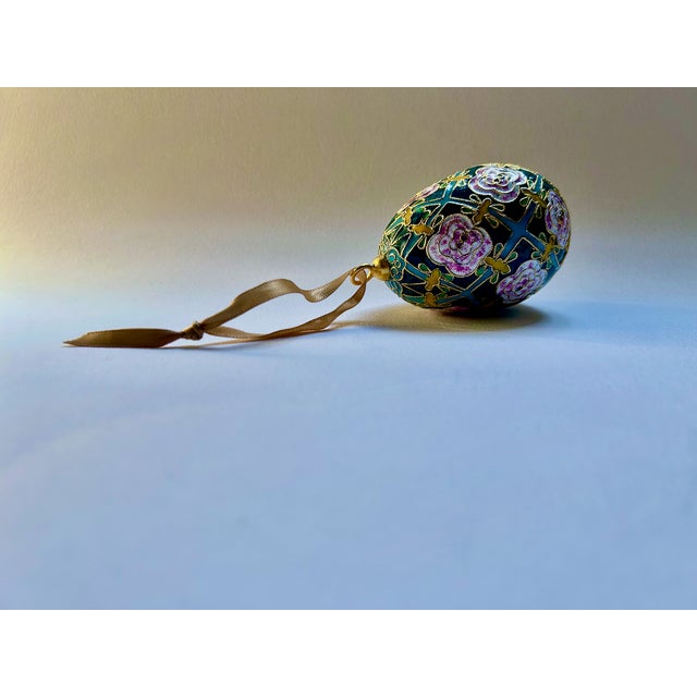 Faberge Style Cloisonne Enamel Egg Ornament, 1970's For Sale - Image 16 of 16