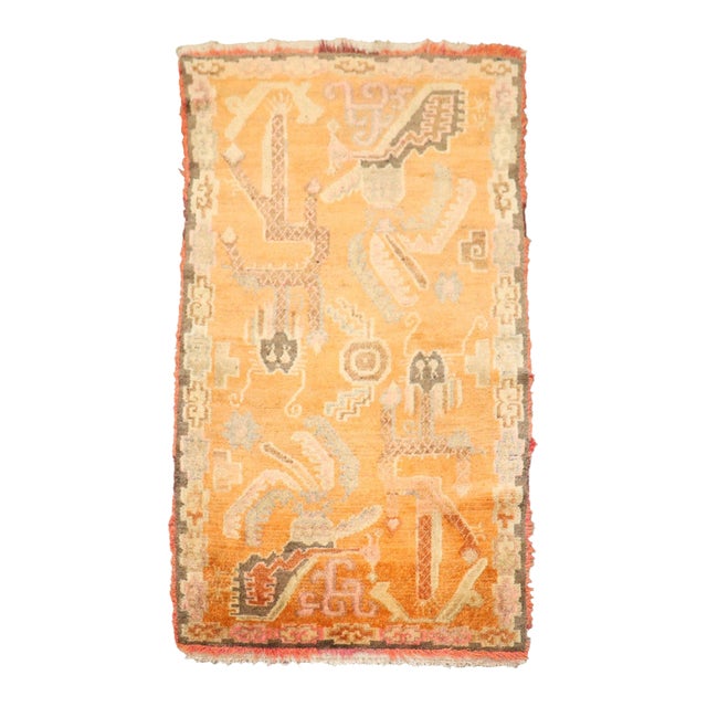 Orange Vintage Tibetan Rug no. j5291 For Sale
