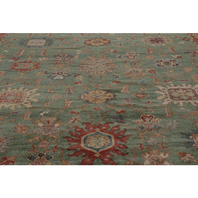 Traditional Rug & Kilim’s Oversized Sultanabad Style Rug in Teal Green With Floral Patterns For Sale - Image 3 of 11