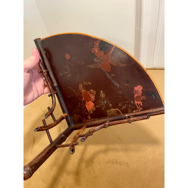 Asian Chinoiserie Burnt Bamboo Painted Corner Shelf For Sale - Image 11 of 12