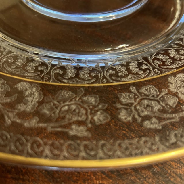 1930s Glass Depression Platter, Chip & Dip, Etched Border For Sale - Image 9 of 12
